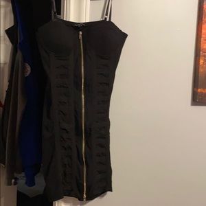 Black dress with gold zipper